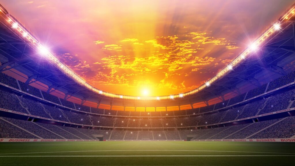 Wembley Stadium with dramatic lighting representing international sportsperson visa UK 2025 elite athlete destination and competition venue
