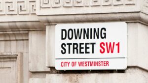 Downing Street government buildings where Theresa May developed Brexit policy paper on EU citizens rights