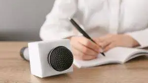 Professional Microphone And Documentation Setup Representing Uk Student Visa Credibility Interview 2025 Preparation And Recording Process