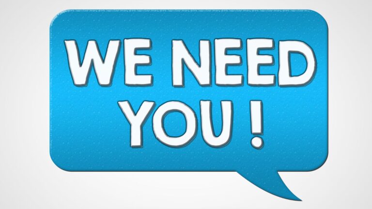Blue speech bubble with "We Need You" message representing UK shortage occupation list 2025 recruitment demand and special visa benefits for essential workers