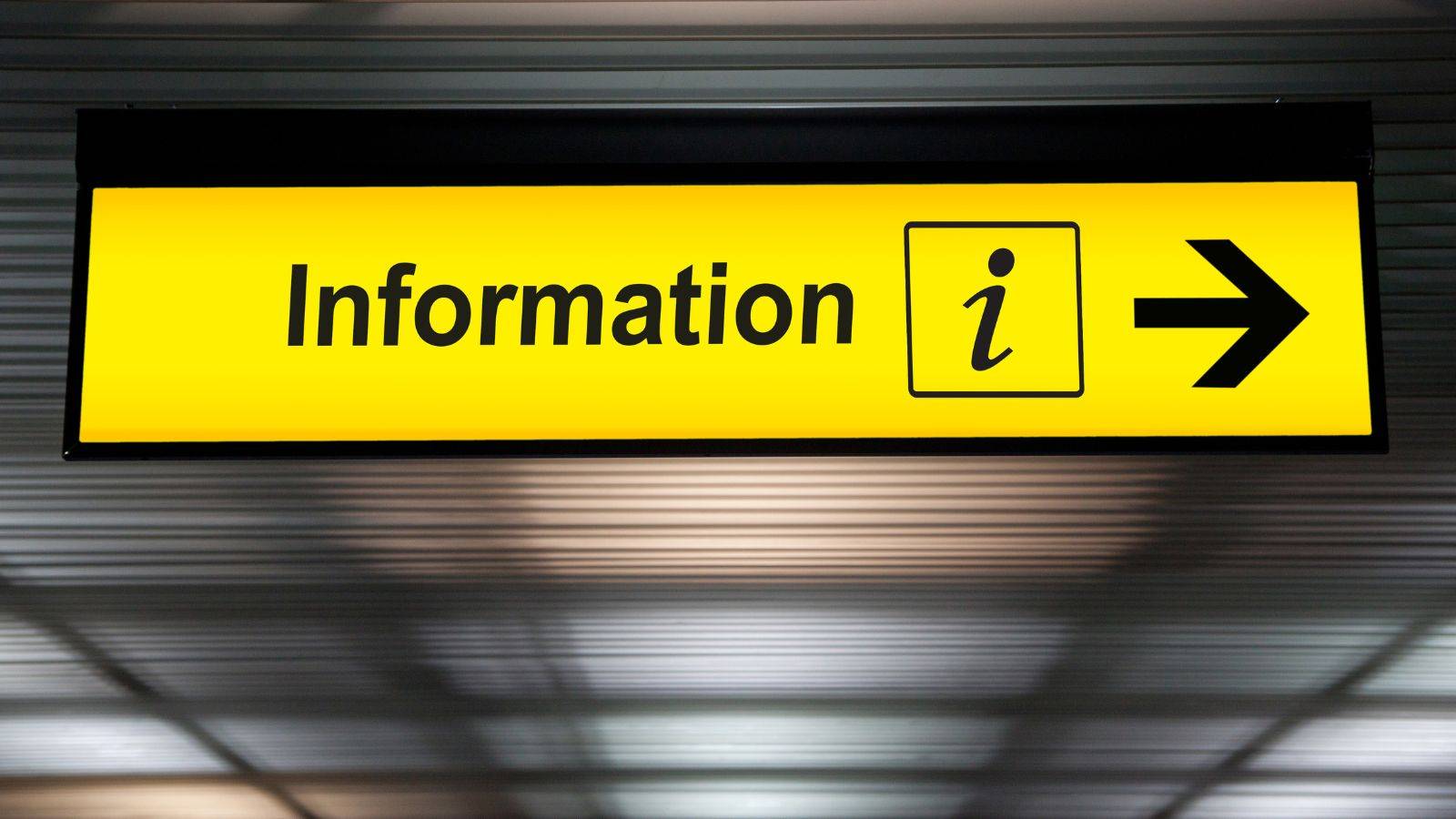 Airport information sign representing guidance for lost or stolen UK visa 2025 recovery procedures
