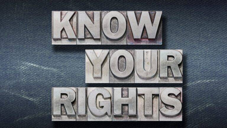 Metal typography spelling KNOW YOUR RIGHTS representing empowerment message for UK refugee status rights 2025 legal guidance and protection awareness