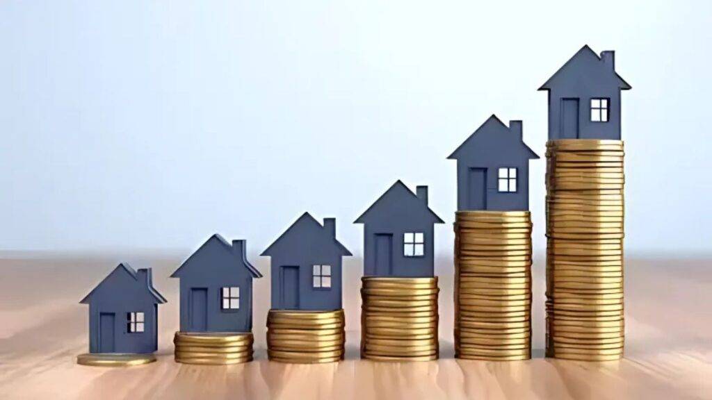 Progressive houses on coin stacks representing spousal maintenance after divorce UK financial planning and housing considerations
