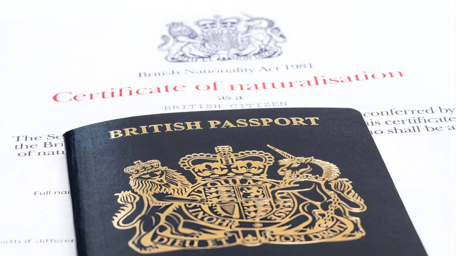 British passport and Certificate of Naturalisation document representing child citizenship after 10 years UK 2025 successful MN1 application outcome