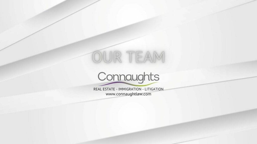 Our Team page header for Connaught Law, featuring logo and tagline on a white modern background