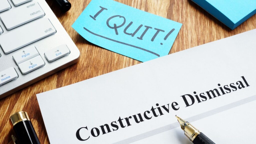 Constructive dismissal claim UK 2025 with resignation note and legal form