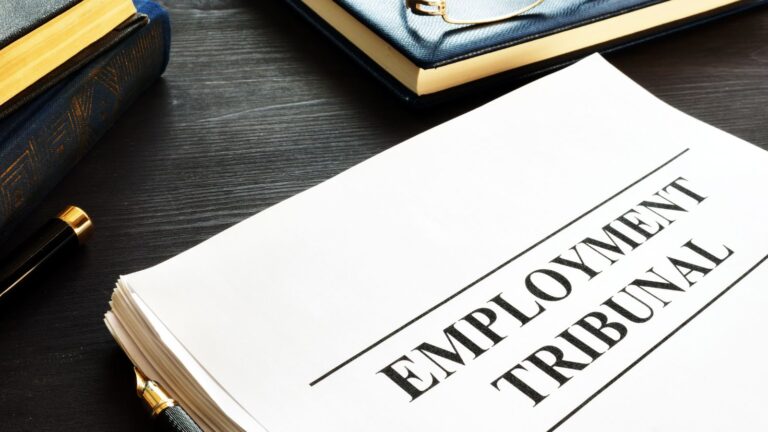 Employment Tribunal legal document with law books representing UK employment tribunal bonus culture 2025