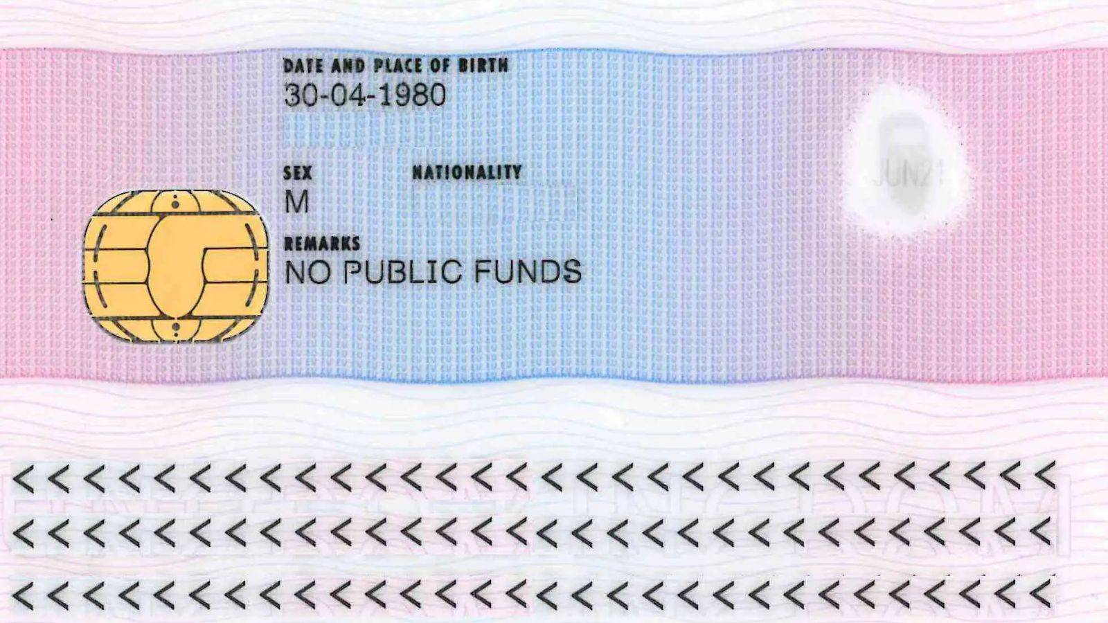 UK biometric residence permit showing no recourse to public funds UK 2025 restriction on immigration document
