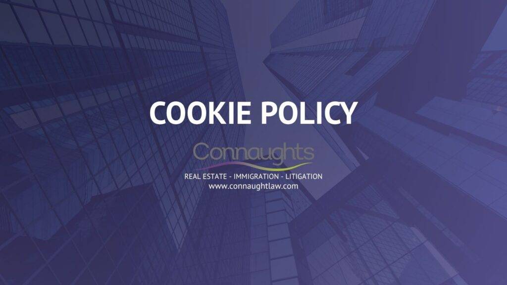 Cookie Policy page header for Connaught Law Limited with logo and corporate building background representing UK GDPR compliant cookie information