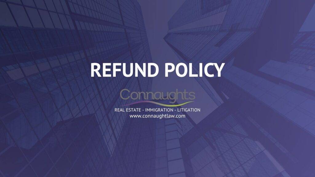 Connaught Law refund and cancellation policy header showing professional legal services firm policy documentation