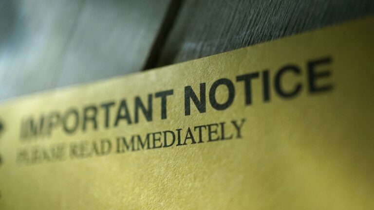 Envelope printed IMPORTANT NOTICE PLEASE READ IMMEDIATELY representing an illegal working civil penalty UK 2026 and the 28-day deadline for employers to object