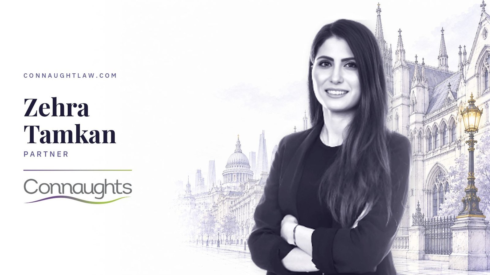 Zehra Tamkan — Connaughts Zehra Tamkan, Connaught Law — London solicitors, Royal Courts of Justice sketch