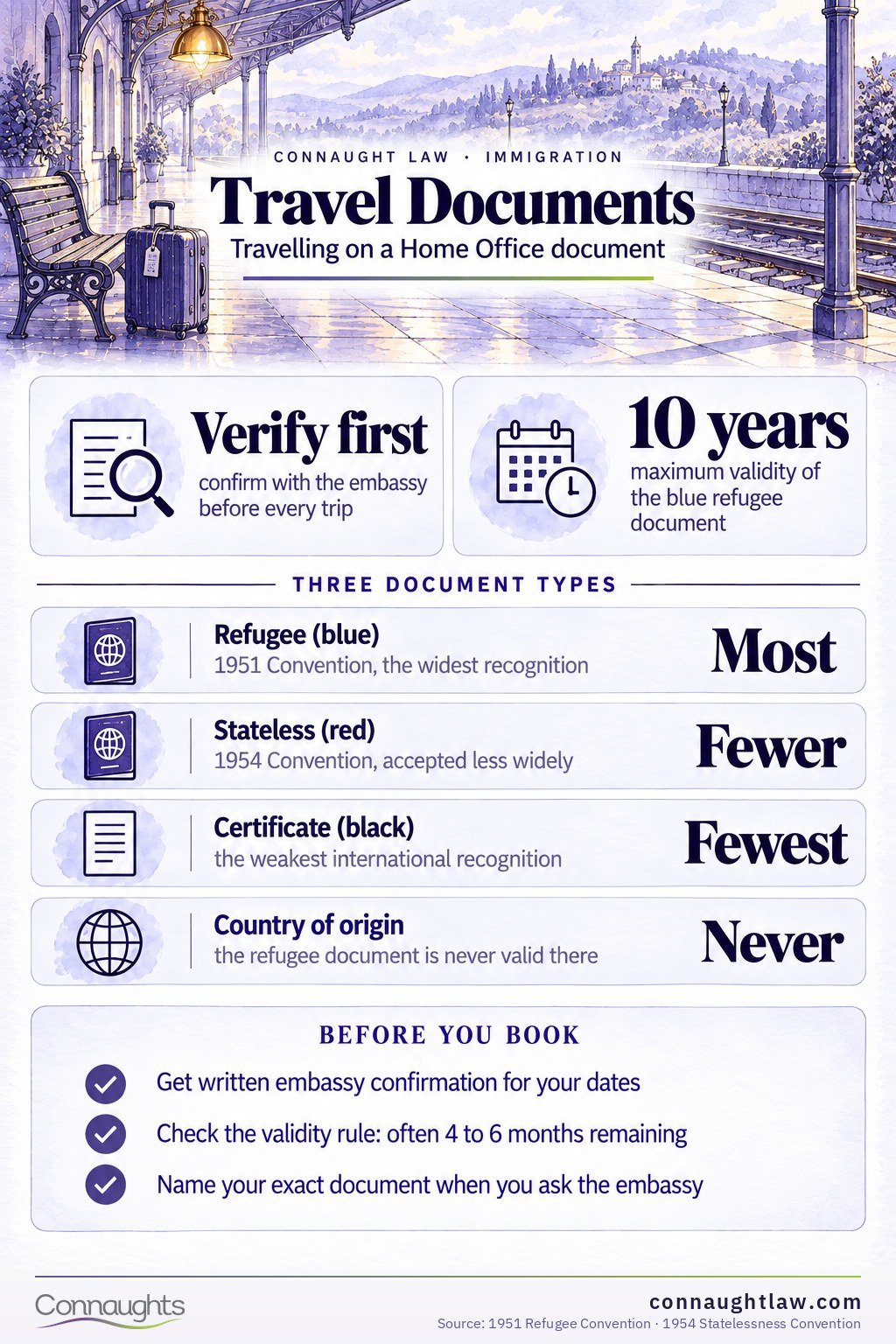 UK Travel Document Visa Free Countries 2026 infographic — what each travel document opens